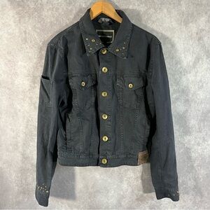 🔺SOLD🔺 Emporio Armani Denim Jacket Men Sm Jean Button Stud Collar Sleeve *READ*